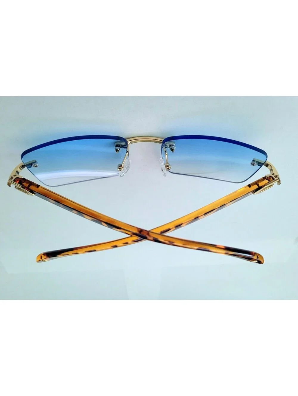 Piccadilly Gold Blue Horn Decor Gradient Designer Sunglasses